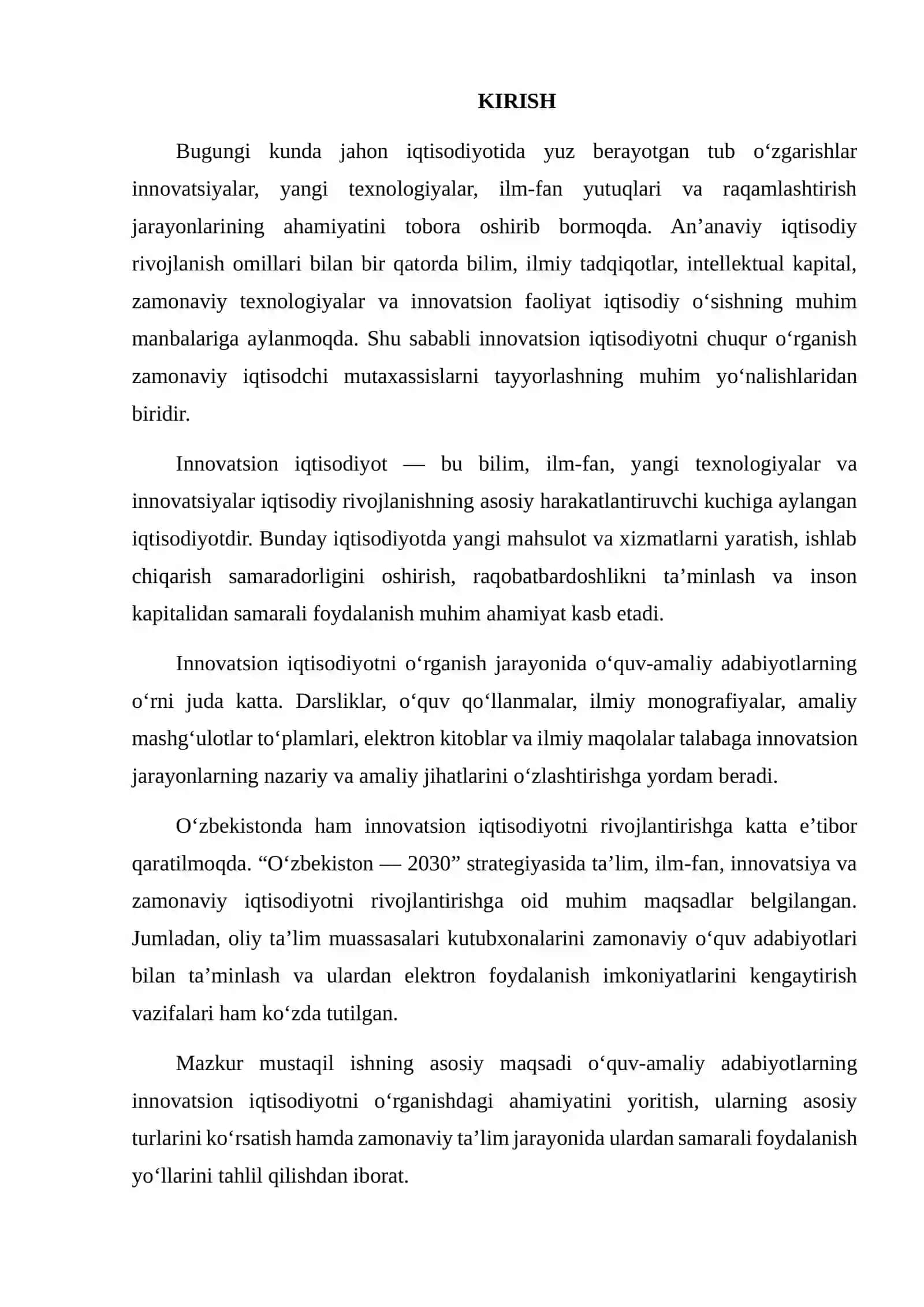 O‘QUV-AMALIY ADABIYOTLARNING INNOVATSION IQTISODIYOTNI O‘RGANISHDAGI AHAMIYATI 2