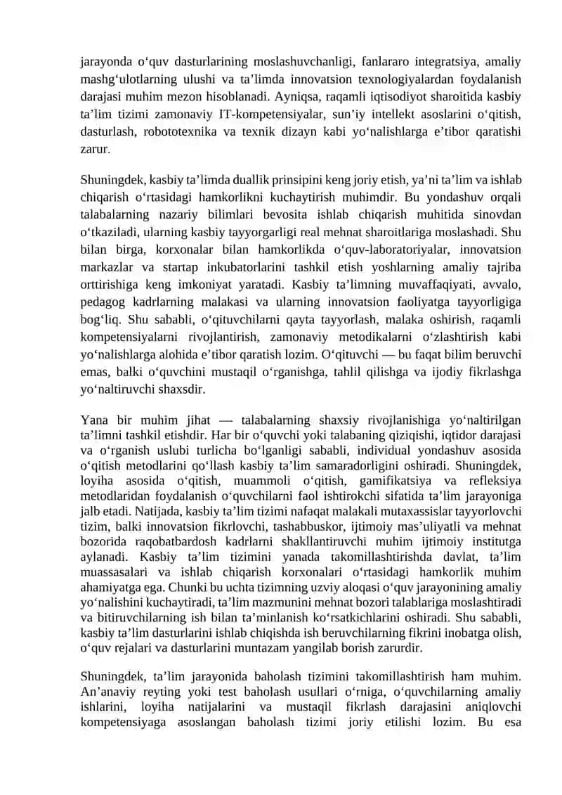 Kasbiy ta`lim mazmuni va texnologiyalari 2