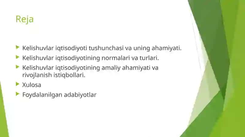 Kelishuvlar iqtisodiyoti normalari va turlari 2