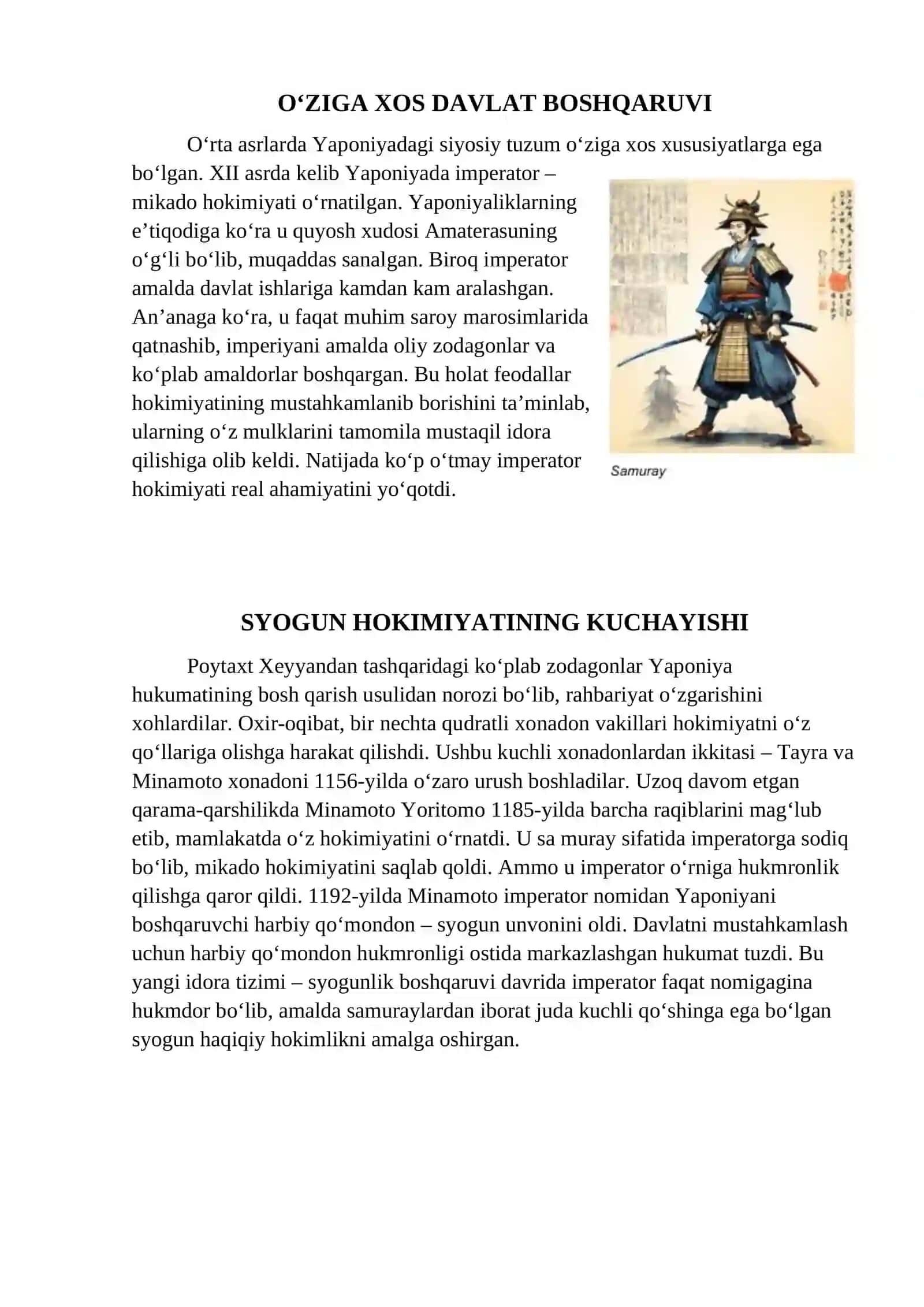 Syogun hokimiyati va Yaponiya boshqaruvchilari 2