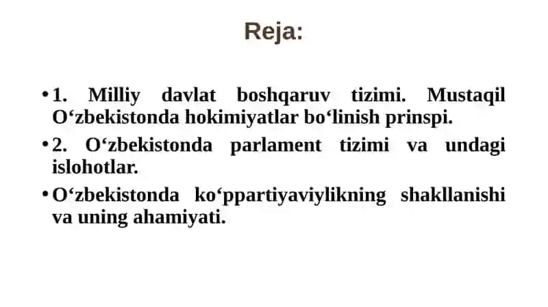 O’zbekistonda demokratik,fuqarolik jamiyati asoslarining shakllanishi amalga oshirilgan siyosiy islohotlar 2