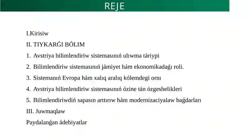 Tema: Avstriya talimdizimi 2
