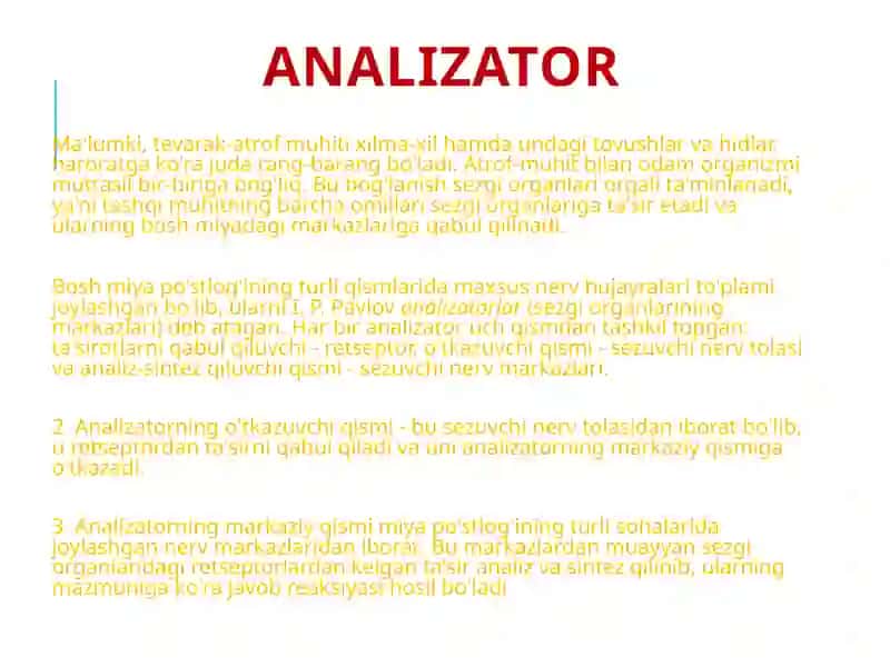 Sezgiorganlariningahamiyativako’rishanalizatori 2