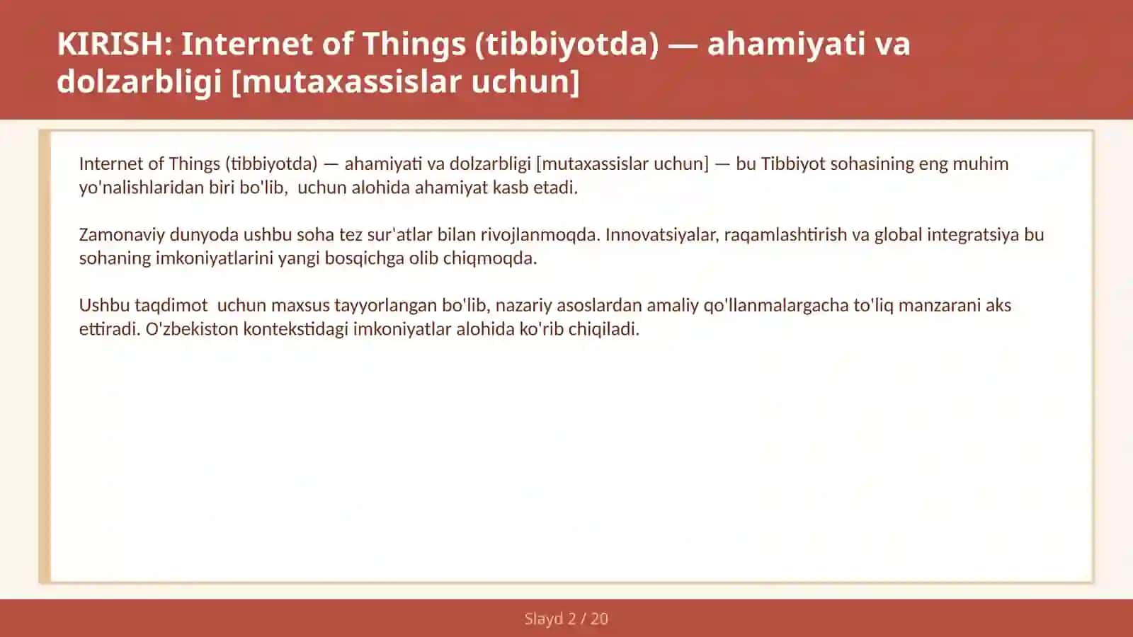 Internet of Things (Tibbiyotda) — Ahamiyati va Dolzarbligi [Mutaxassislar Uchun] 2