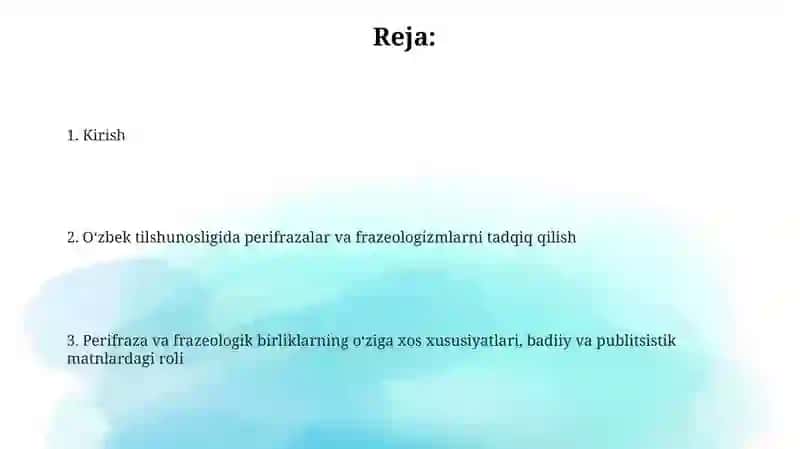 Perifrazalarning frazeologizmlar bilan munosbati 2