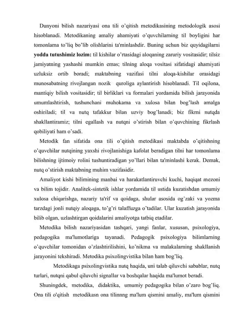 Ona tili o’qitish metodikasining ilmiy asoslari va tamoyillari 2