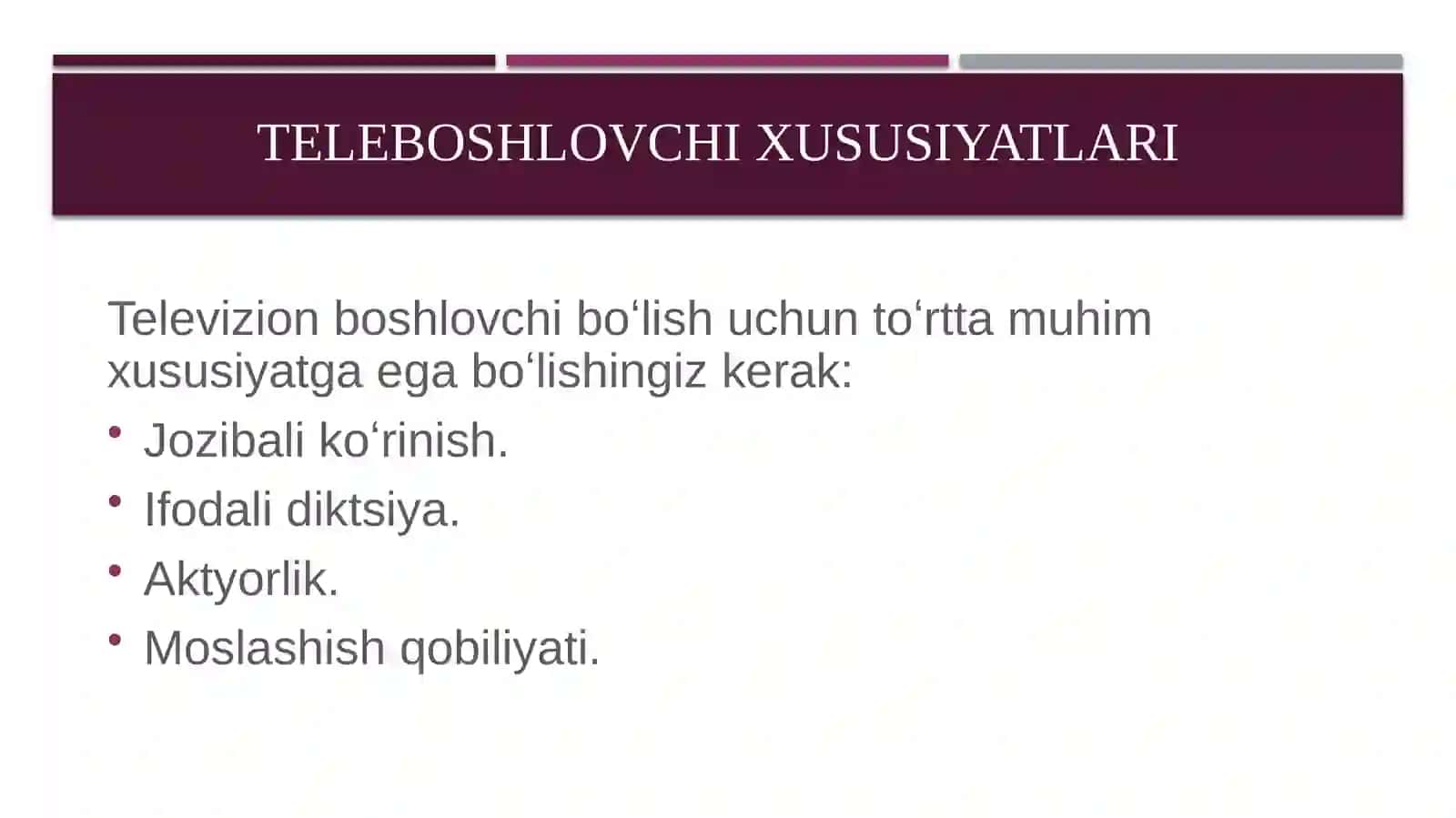 Teleboshlovchi va radioboshlovchining notiqlik mahorati tahlili 2