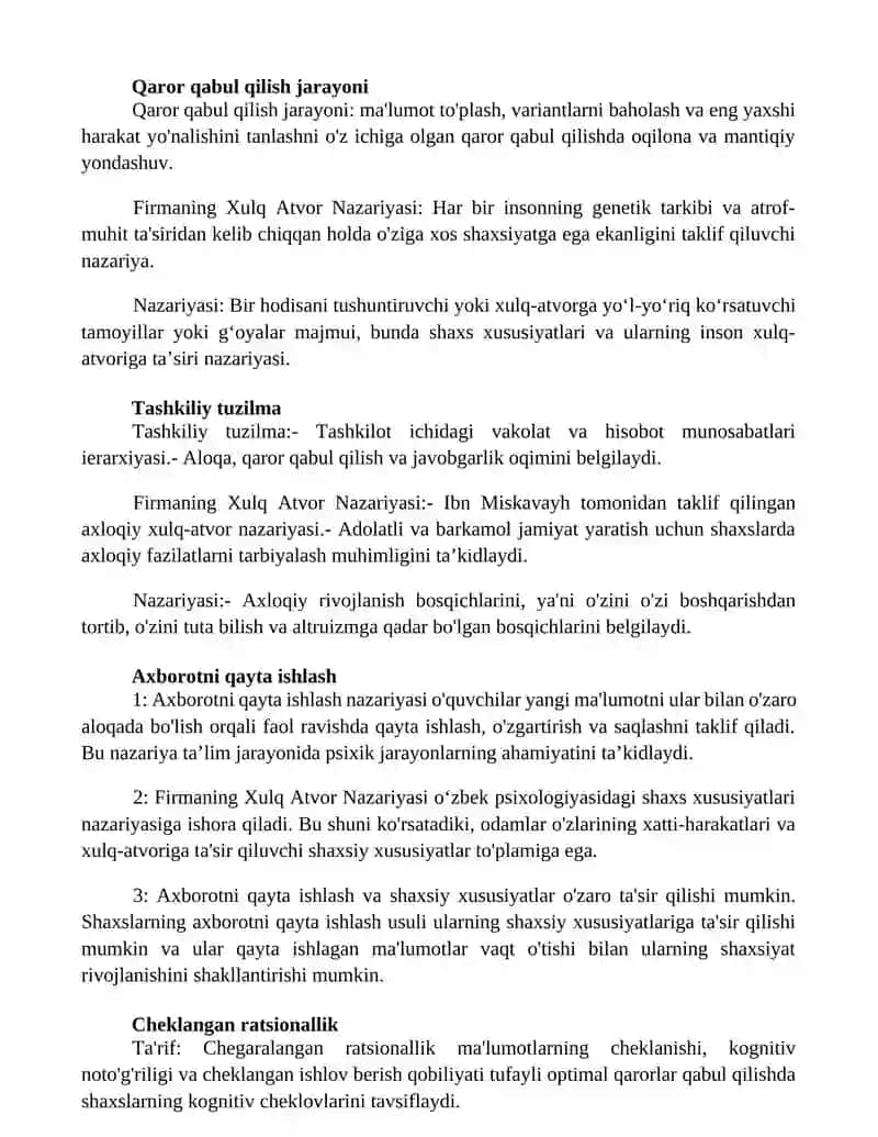 Firmaning Xulq Atvor Nazariyasi 2