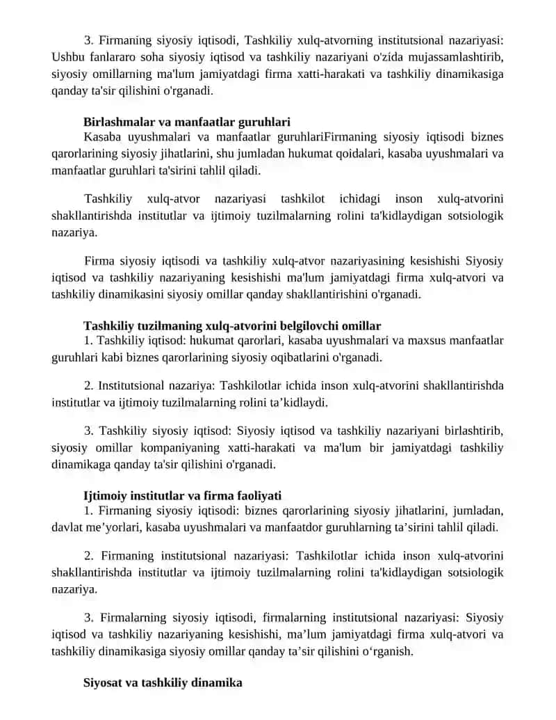 Firmaning Siyosiy Iqtisodi 2