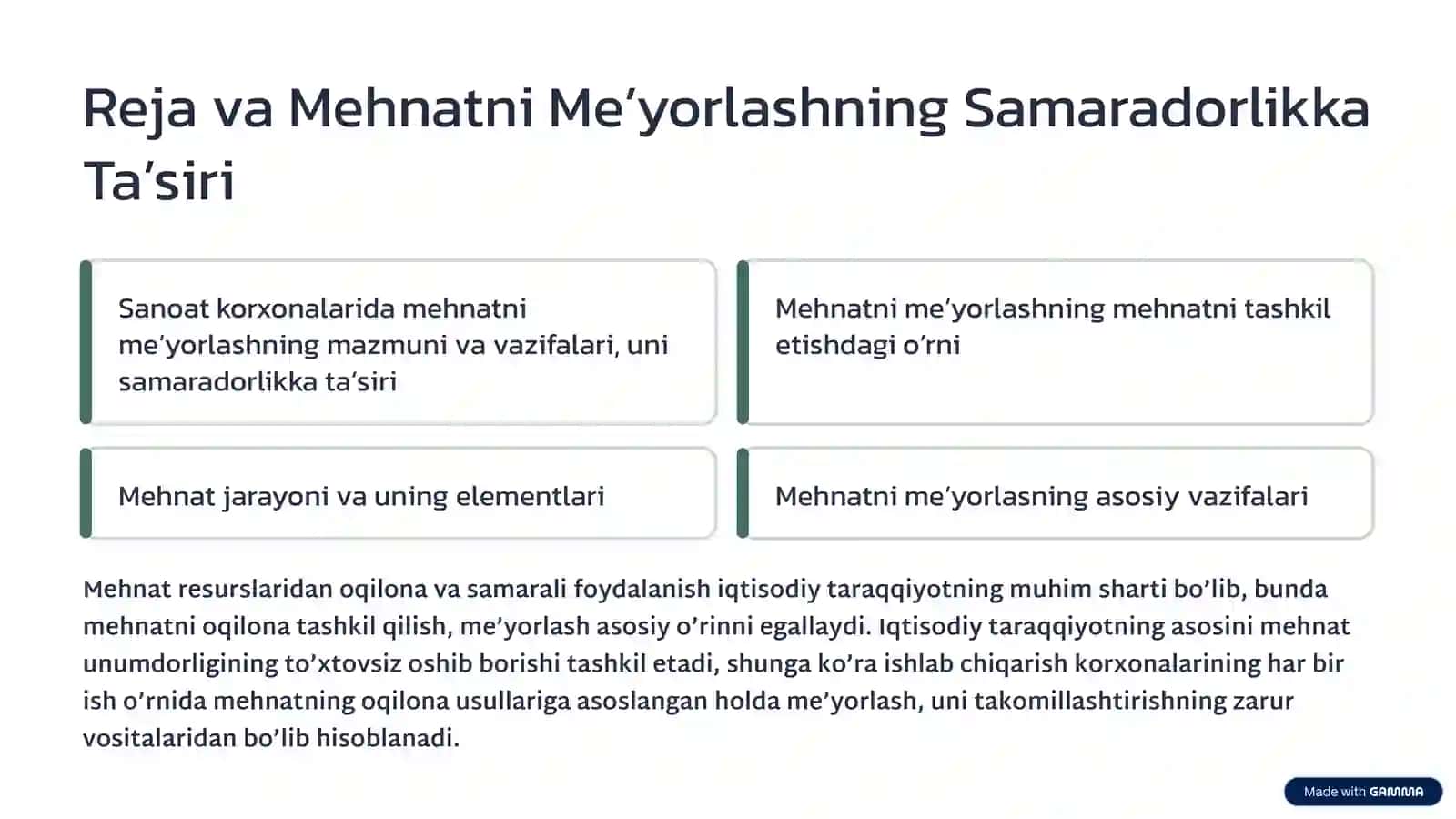 Sanoat korxonalarida mehnatni me’yorlashning mazmuni va vazifalari 2