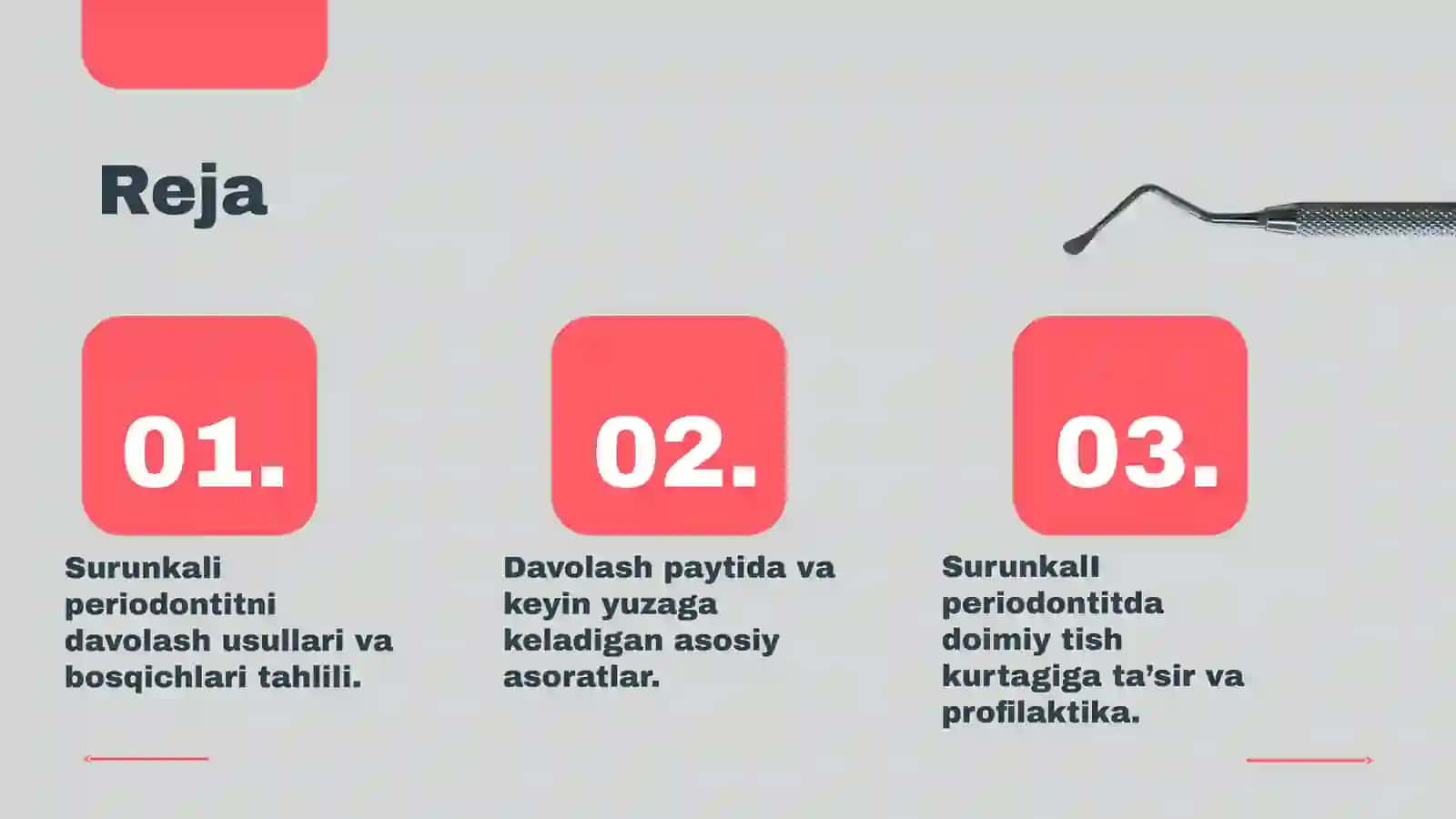 Surunkali periodontitlarni shakllanmagan sut va doimiy tishlarda davolash paytida va davolangandan soʻng sodir boʻlishi mumkin boʻlgan asoratlar 2