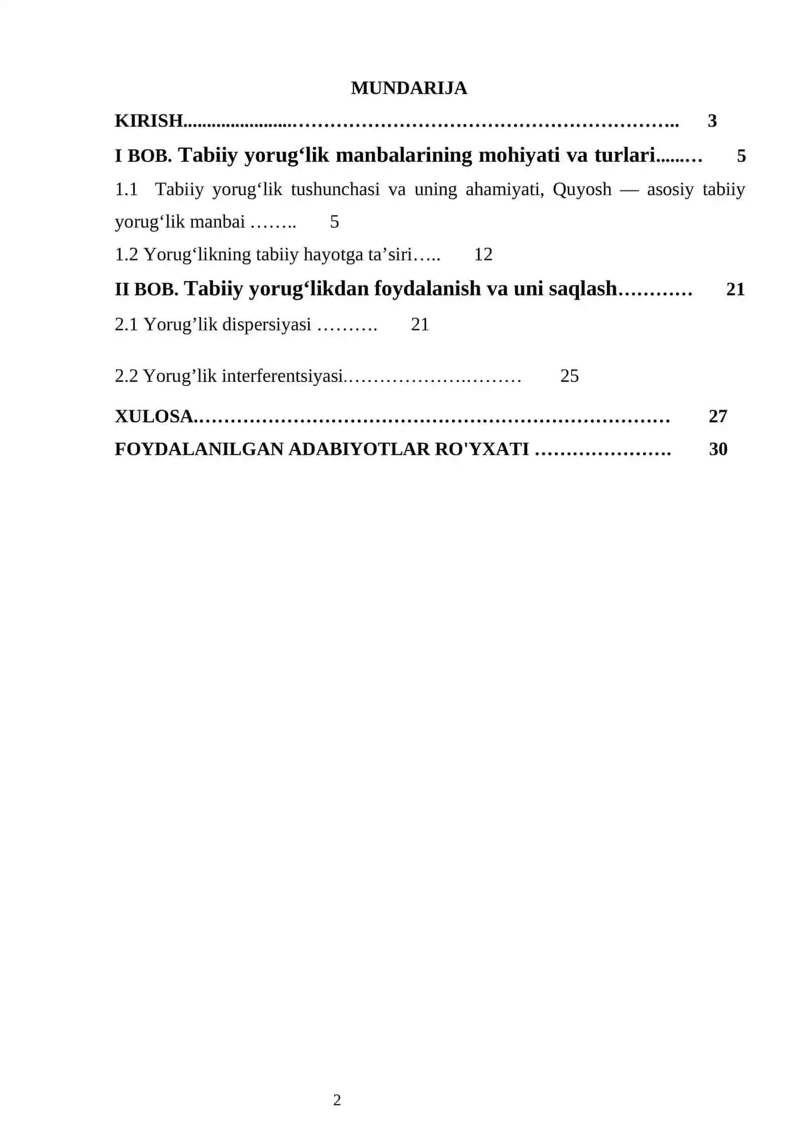 Tabiiy yorug’lik manbalari 2