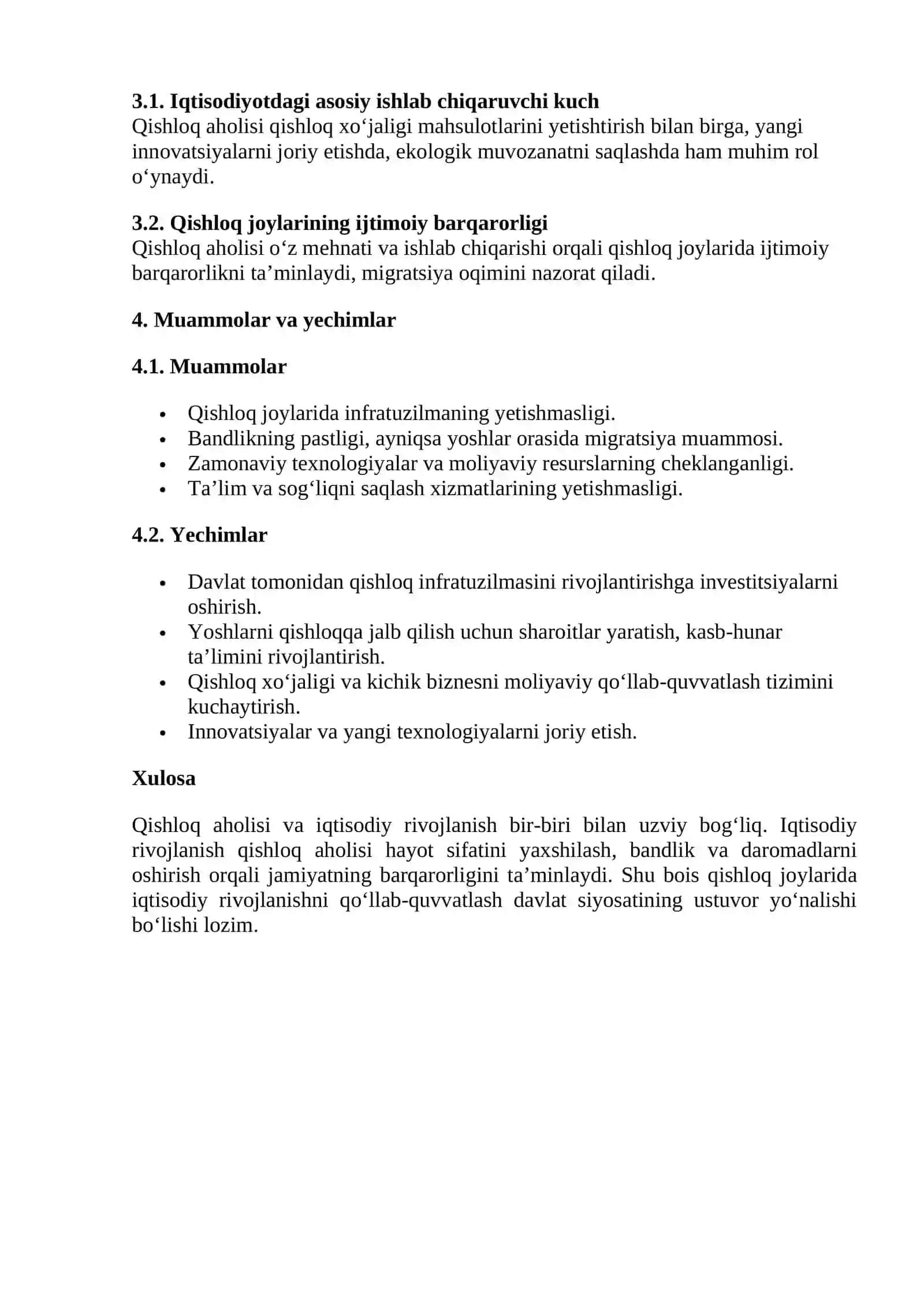 Iqtisodiy rivojlanish va qishloq aholisi 2