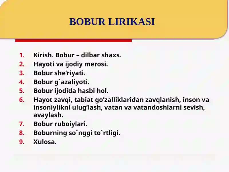Bobur lirikasi 2