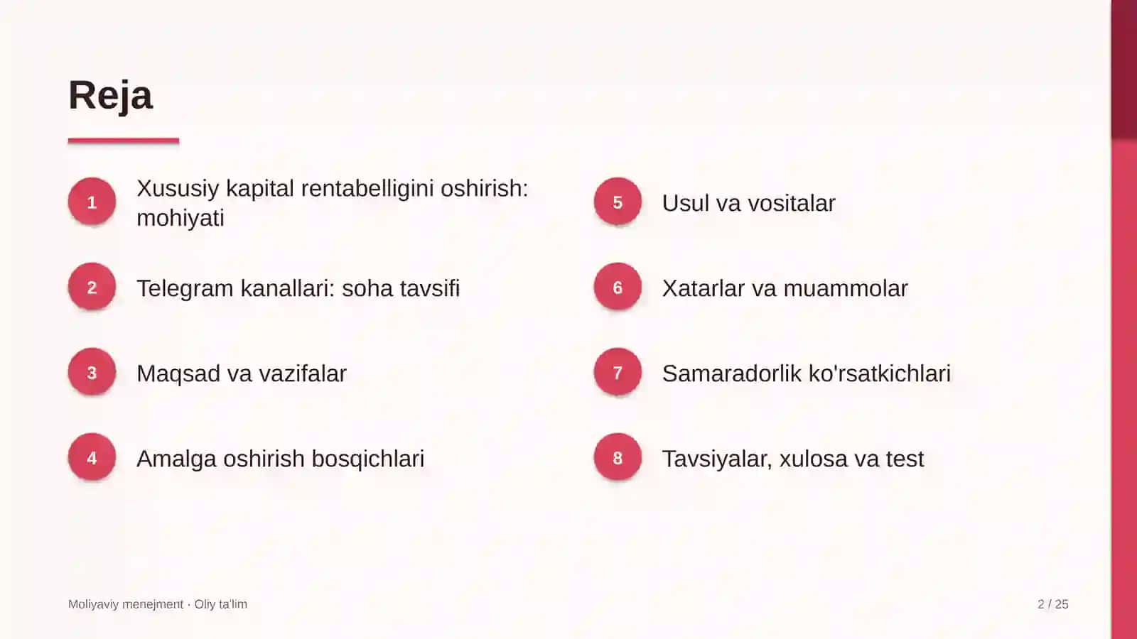 Telegram kanallarida xususiy kapital rentabelligini oshirish 2