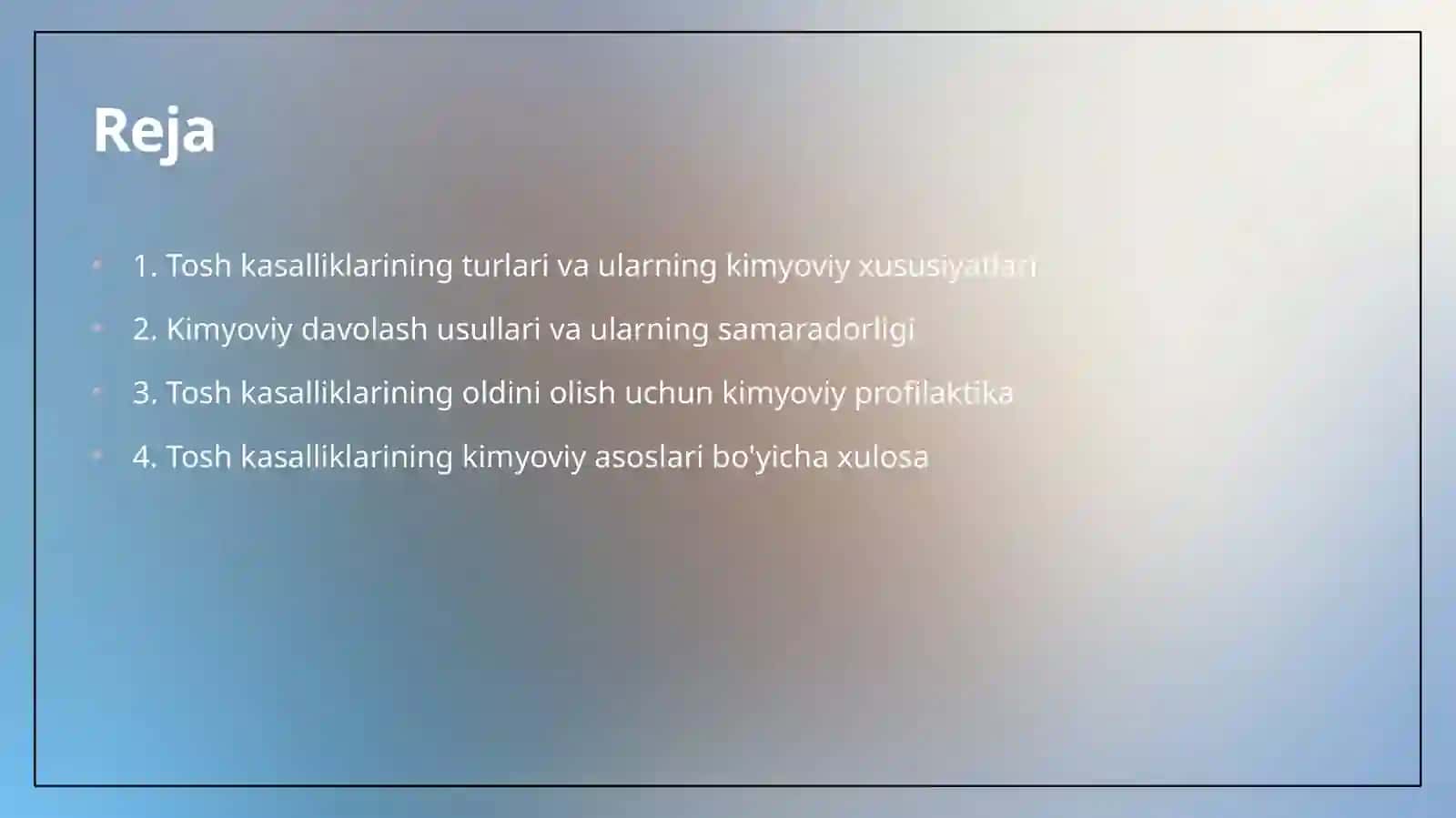 2 Tosh kasalliklariningkimyoviyasoslari 2