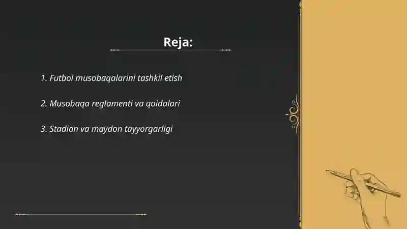 Futbol boʻyicha musobaqalar oʻtkazish va Futbolchilar harakatlari va standart vaziyatlar 2