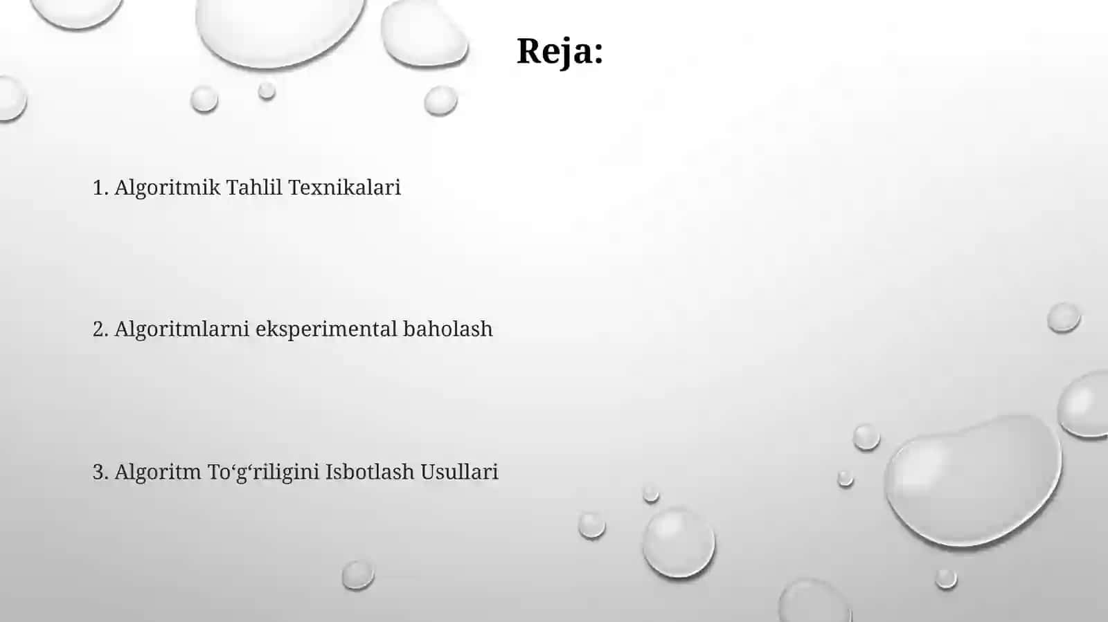 Algoritmlar va ularning xossalarini o'rganish usullari 2