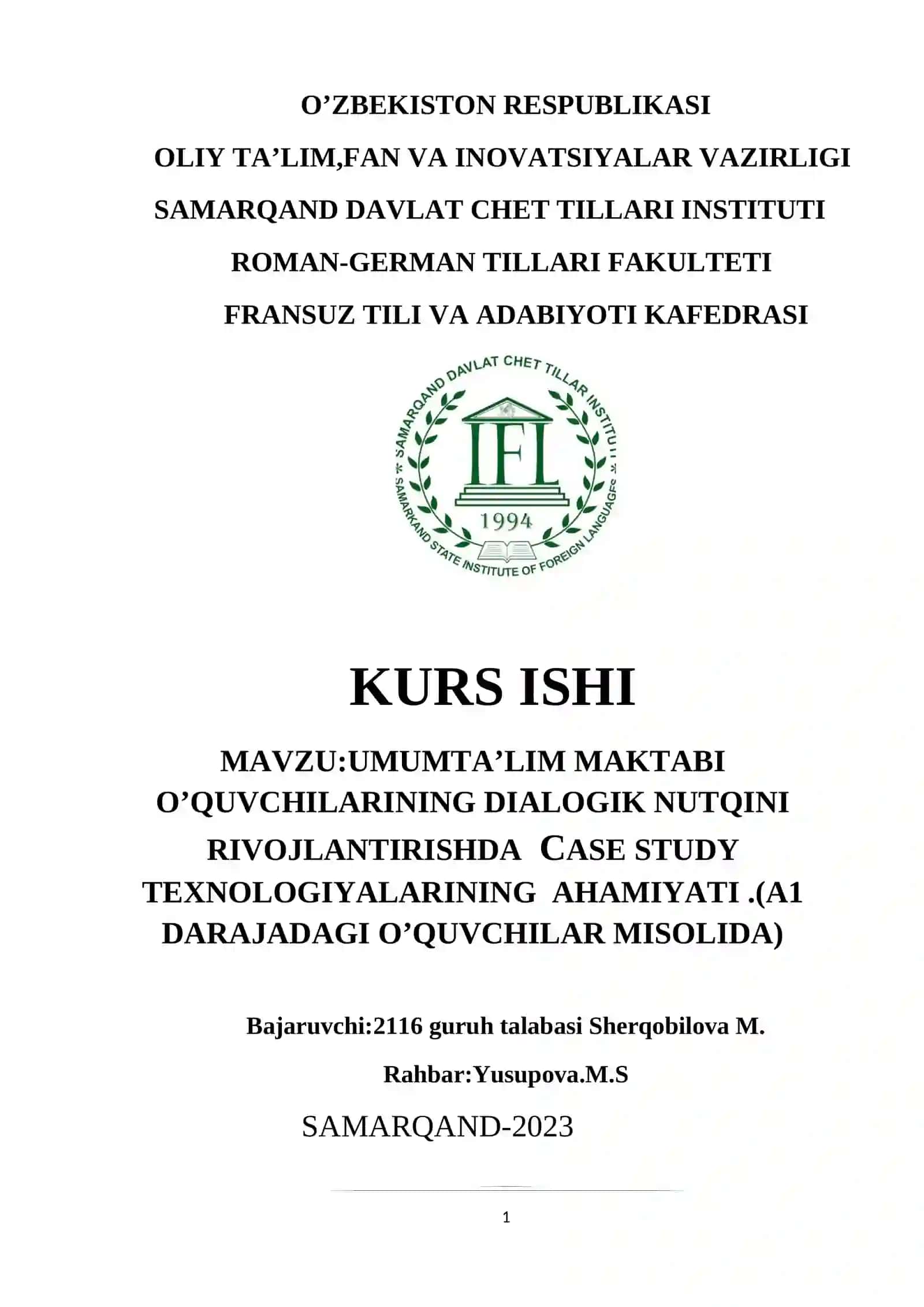 UMUMTA’LIM MAKTABI O’QUVCHILARINING DIALOGIK NUTQINI RIVOJLANTIRISHDA CASE STUDY TEXNOLOGIYALARINING AHAMIYATI 2