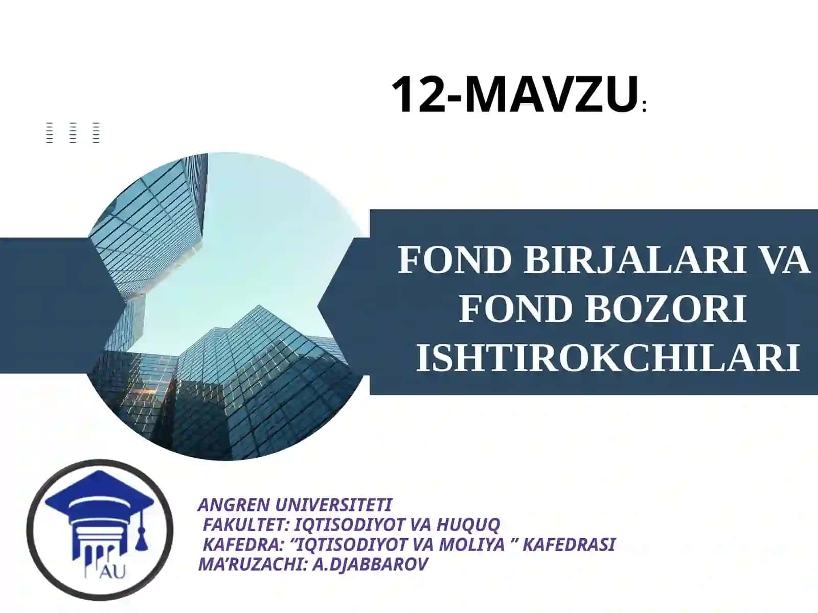 FOND BIRJALARI VA FOND BOZORI 2