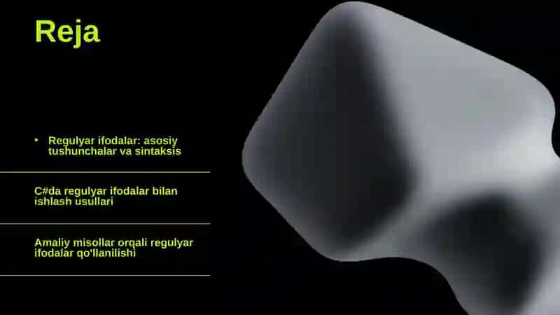 Regulyar ifodalar.C# da Regulyar ifodalar 2