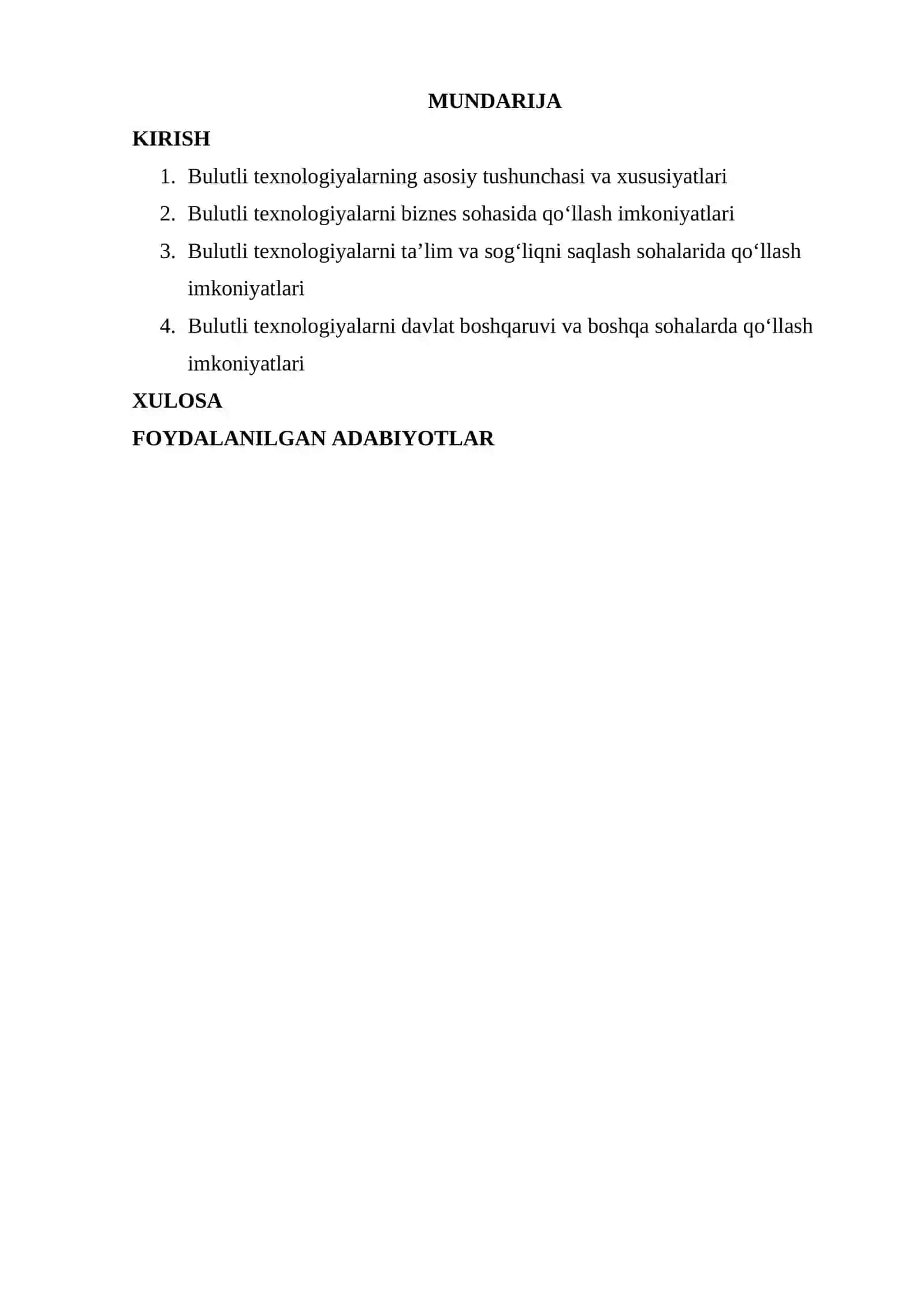 HAR XIL FAOLIYAT SOHALARIDA BULUTLI TEXNOLOGIYALARDAN FOYDALANISH IMKONIYATLARI 2