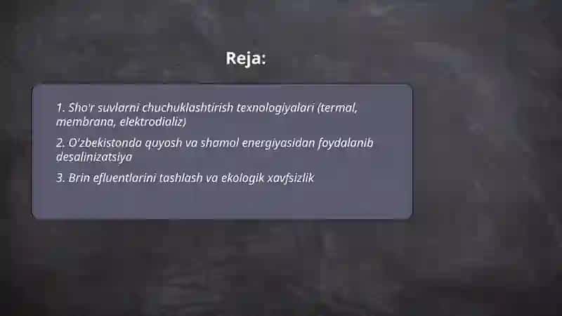 O'zbeқiston sharoitida suvlar suvlarini chuchuklashtirish muammolari 2