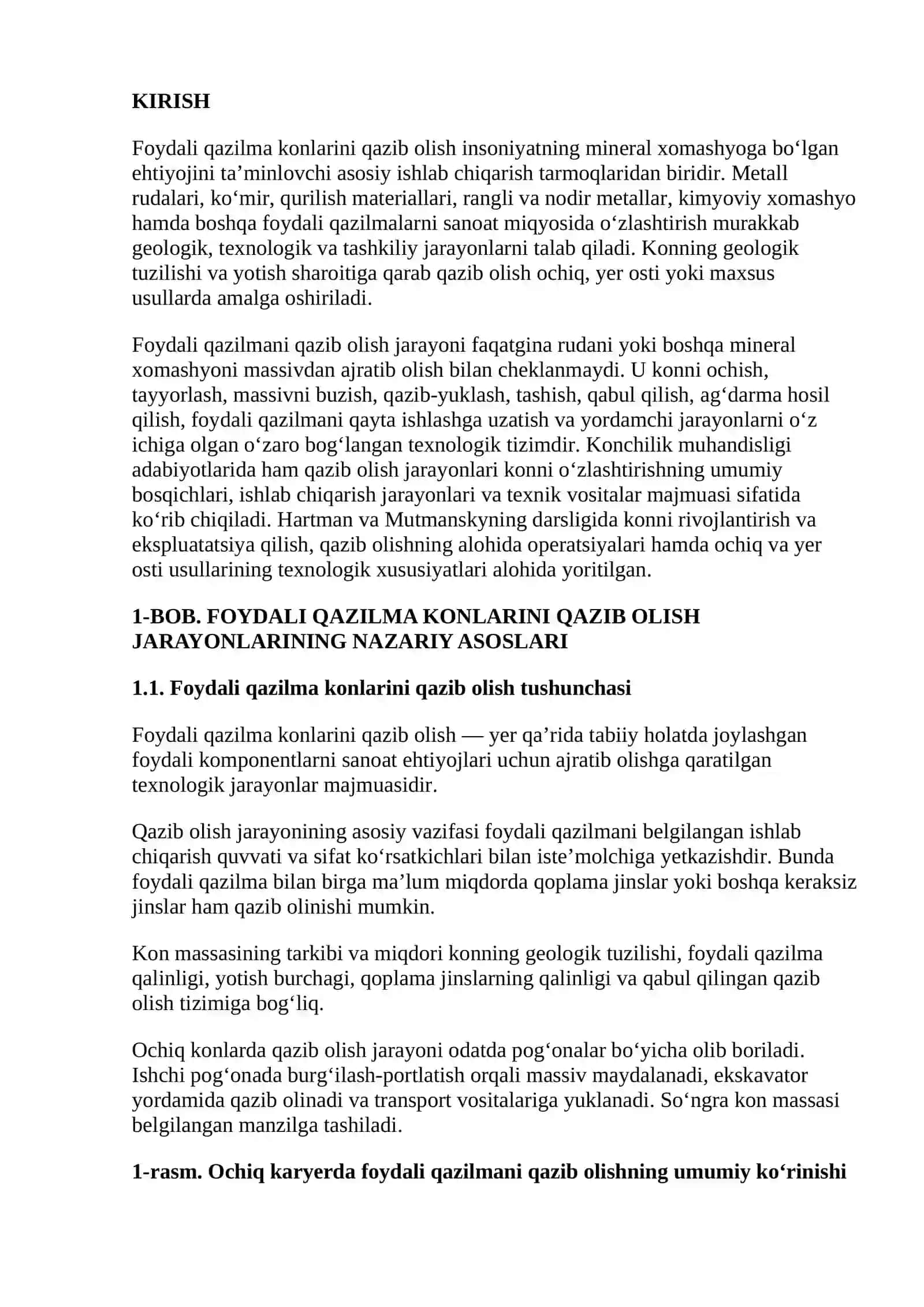 FOYDALI QAZILMA KONLARINI QAZIB OLISH JARAYONLARI 2