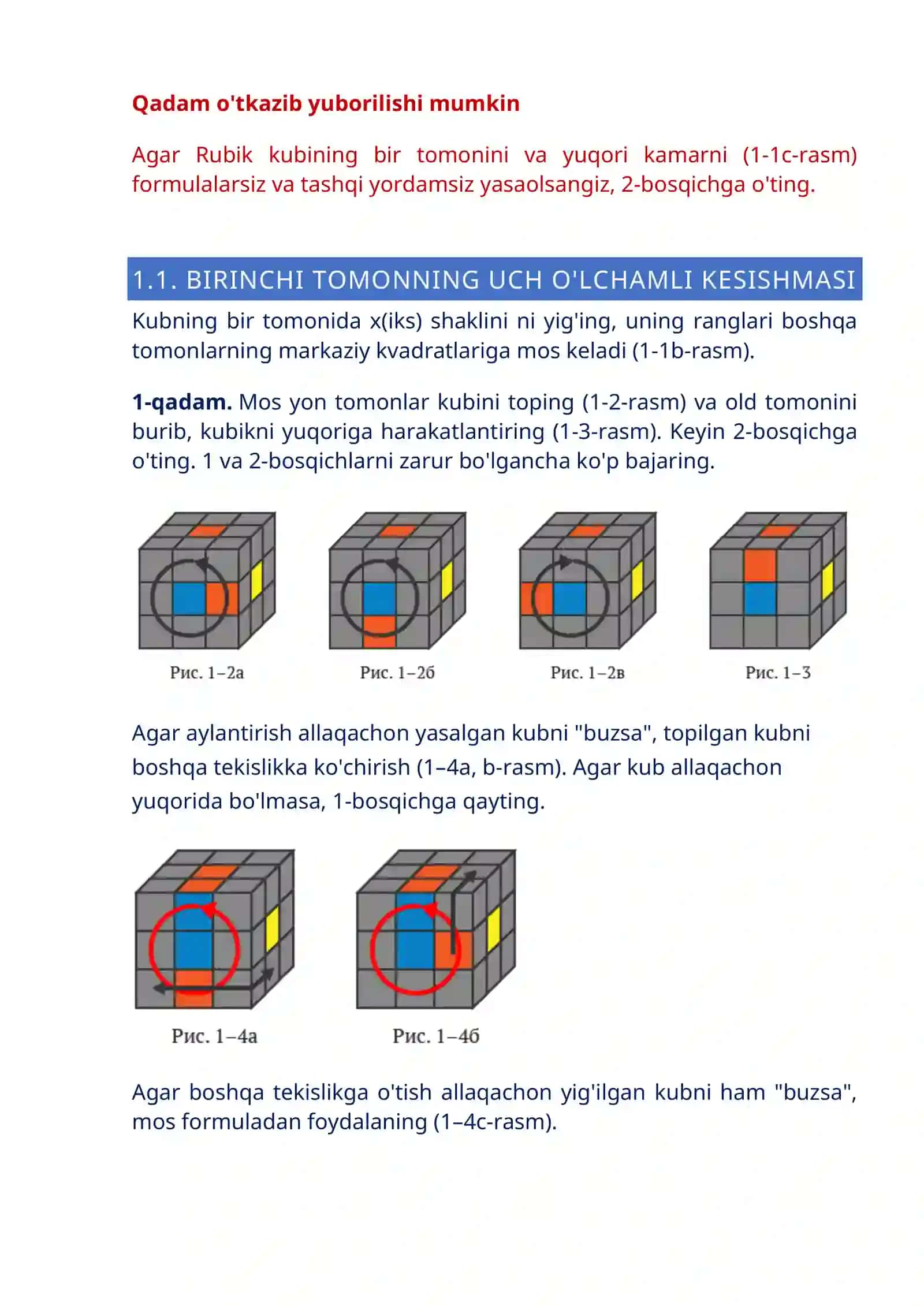 3X3 KUBIK RUBIK YASASHNING  ENDI O’RGANISHI BOSHLAGANLAR  UCHUN ENG OSON SXEMA 2