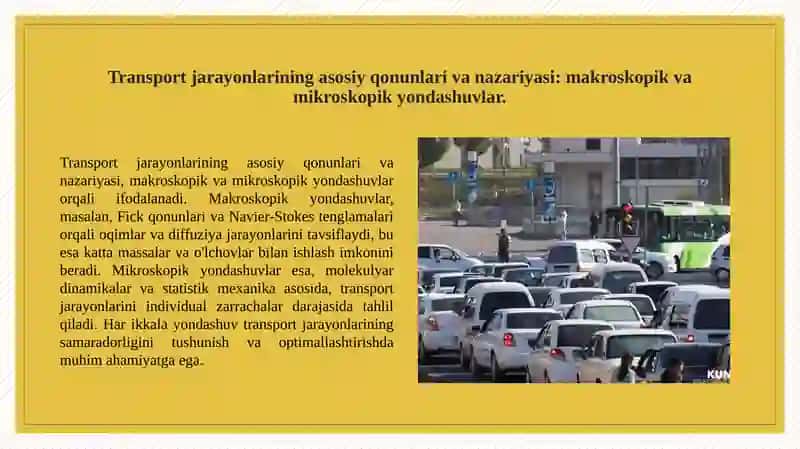 Transport oqimlari makroskopik va mikroskopik modellari 2