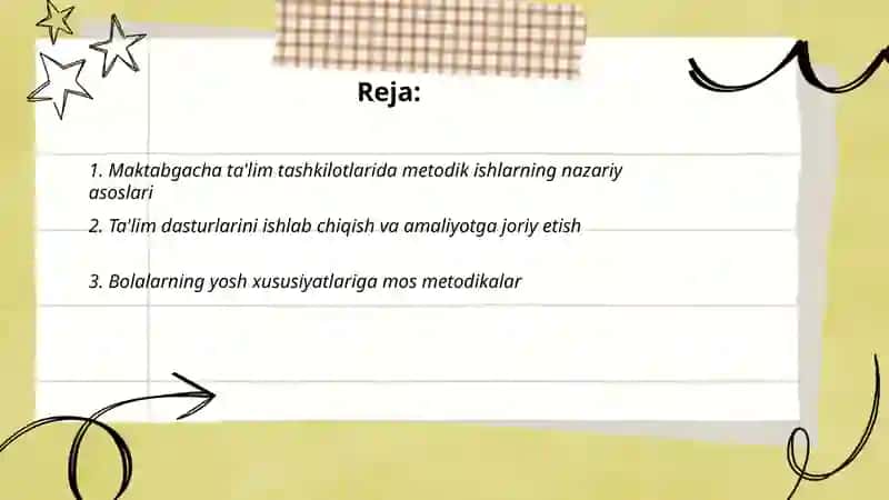Maktabgacha ta'lim Tashkilotlarida metodik ishlarni tashkil etish va kundalik qilish 2