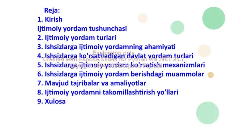 Aholining alohida toifalariga ijtimoiy yordam hususiyatlari, ishsizlarga ijtimoiy yordam 2