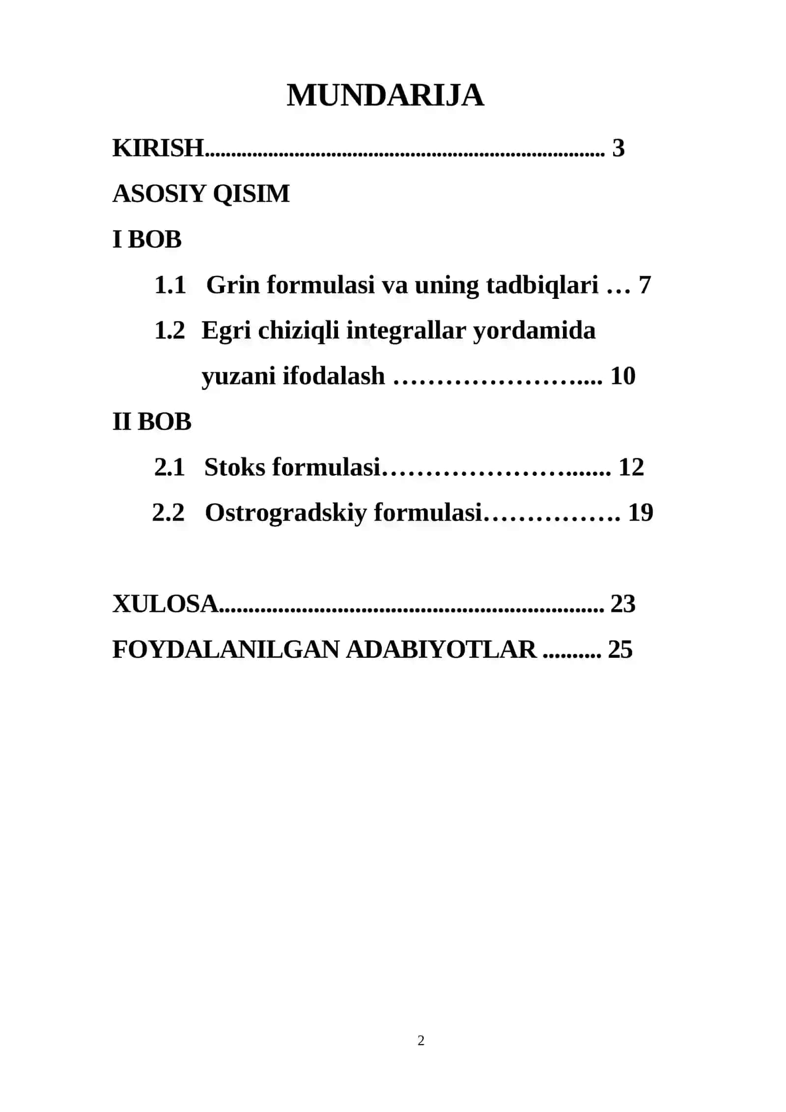 Ostogradskiiy formulasi. 2