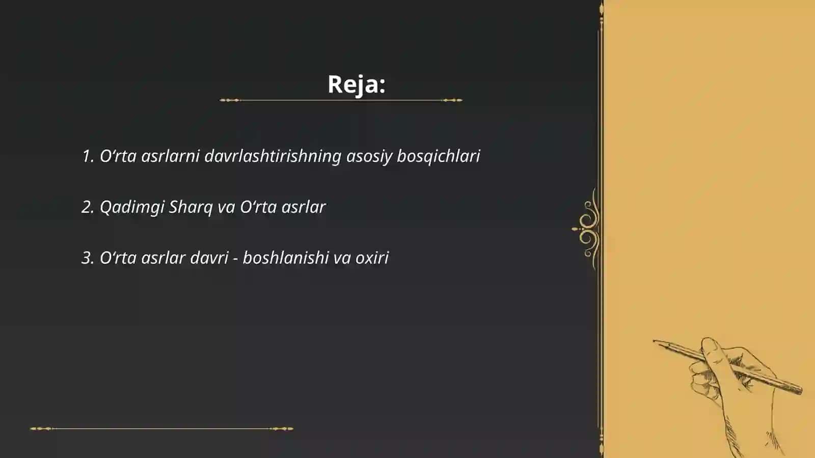 Jahon tarixi fanidan oʻrta asrlarni davrlashtirish 2