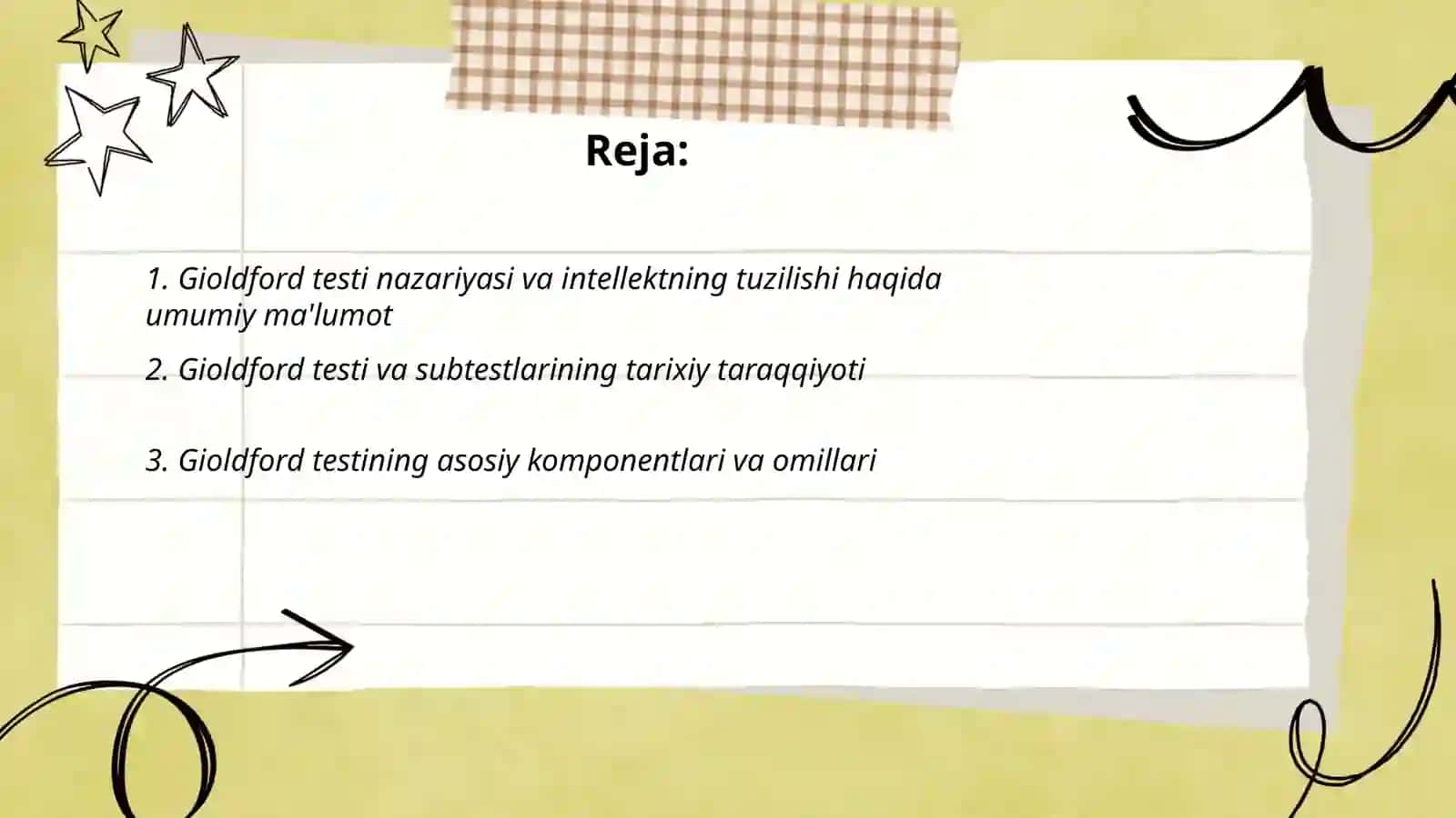 Gioldford testi va subtestlari 2