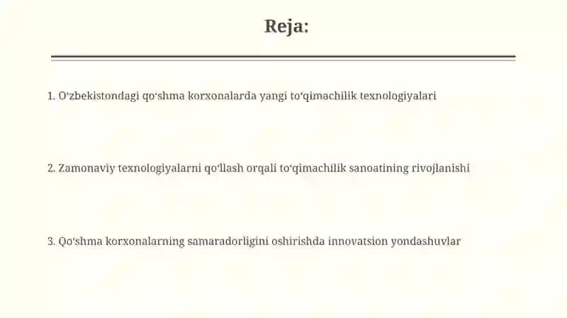 Qo‘shma korxonalarda yangi to‘qimachilik texnologiyalari 2