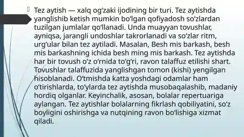 Tez aytishlarni soddadan murakkabga qarab tavsiflash 2