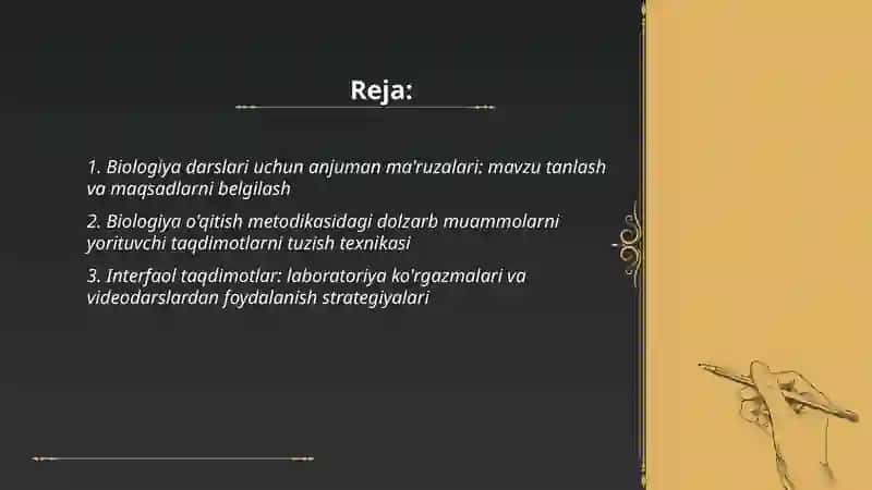 Biologiya darslari uchun anjuman ma'ruzalari 2