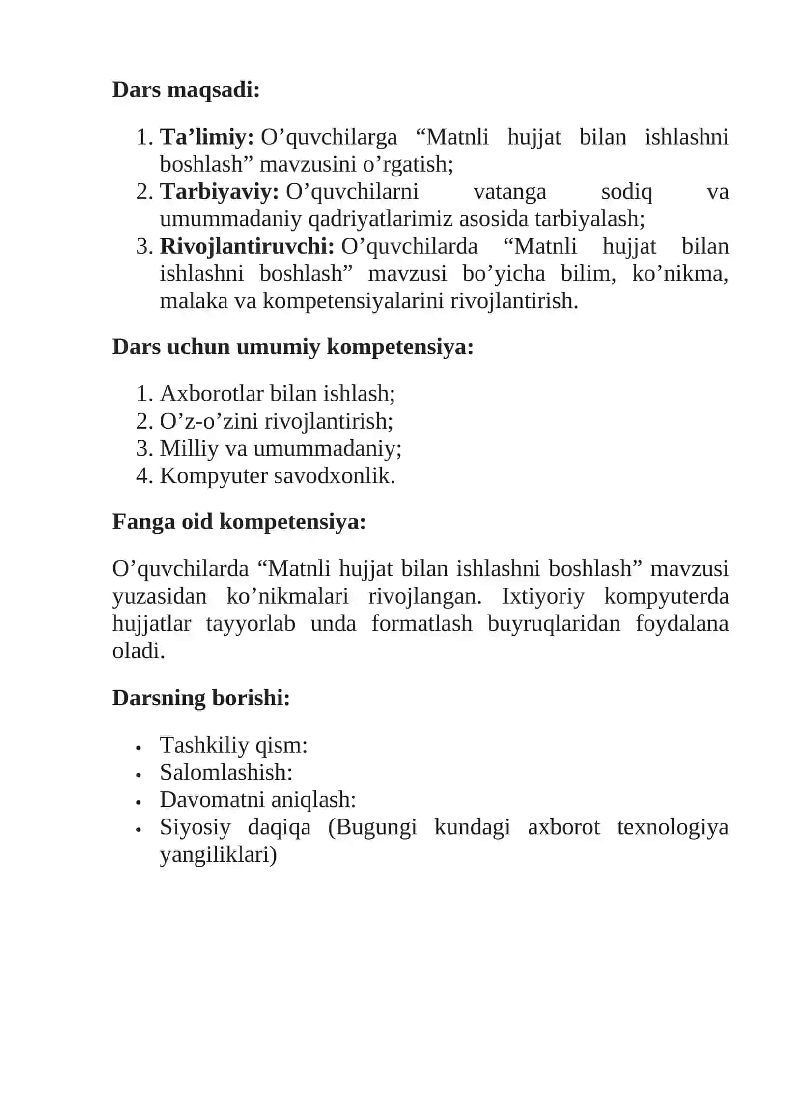 DARS ISHLANMASI 2