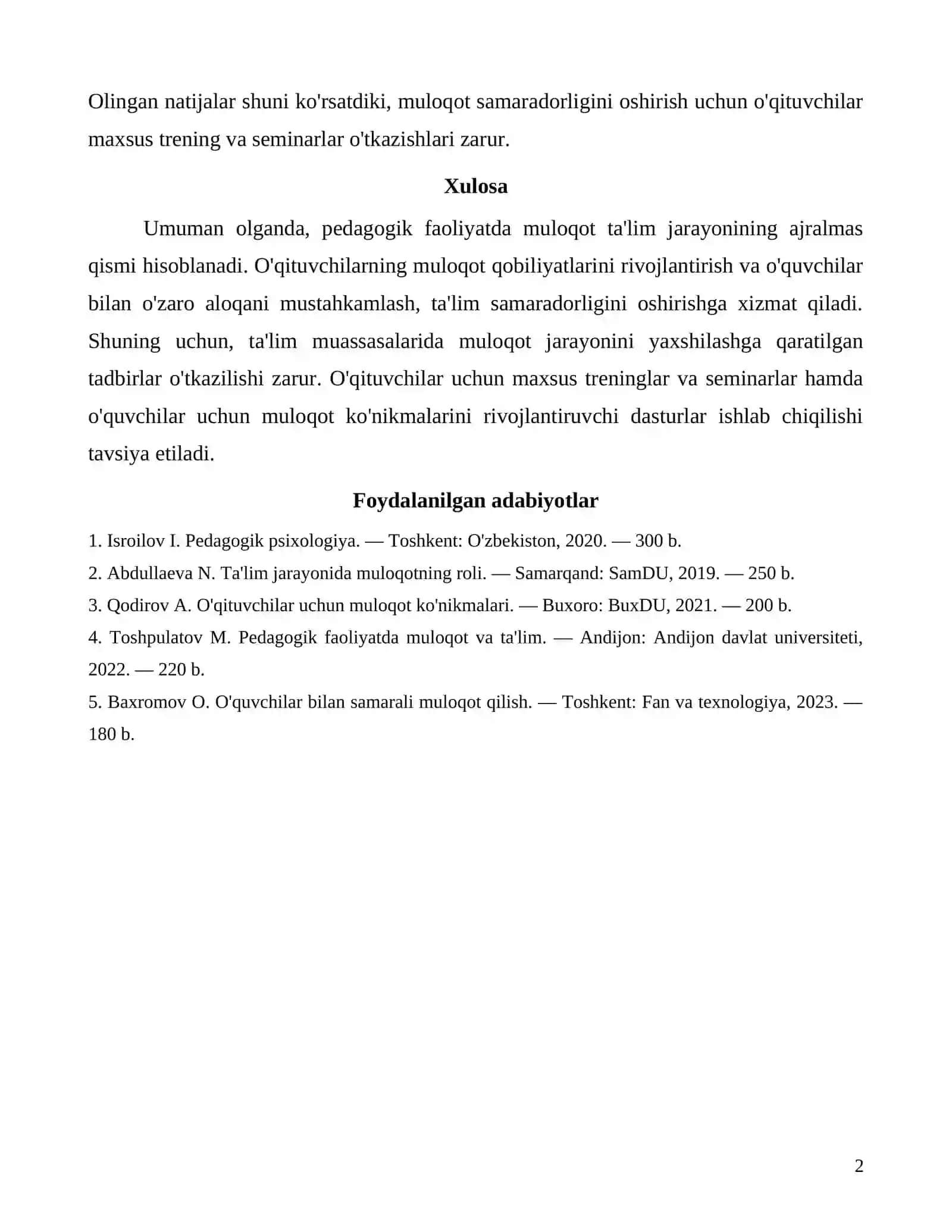 Pedagogik faoliyatda muloqot 2