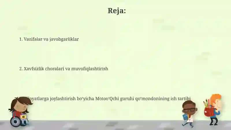 Motoo'qchi guruh komandirining hududlarda joylashuvi bo'yicha ishlar tartibi 2