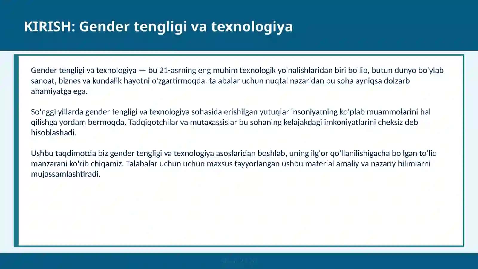 Gender tengligi va texnologiya 2