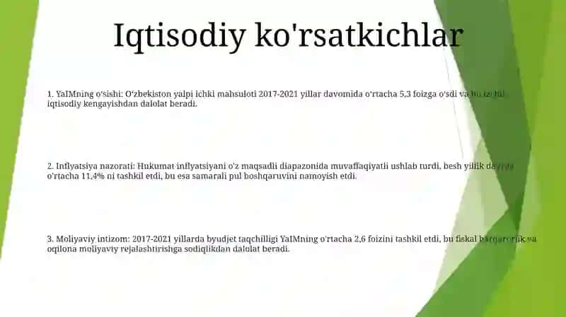 2017-2021 Yillarda OʻZbekistonning Iqtisodiy Taraqiyoti 2