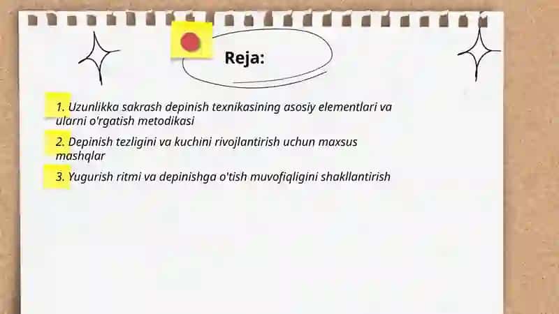 Uzunlikka sakrash depinish texnikasi 2