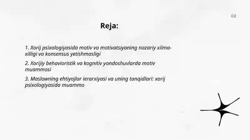 Xorij psixologiyasida motiv va motivatsiya muammosi 2