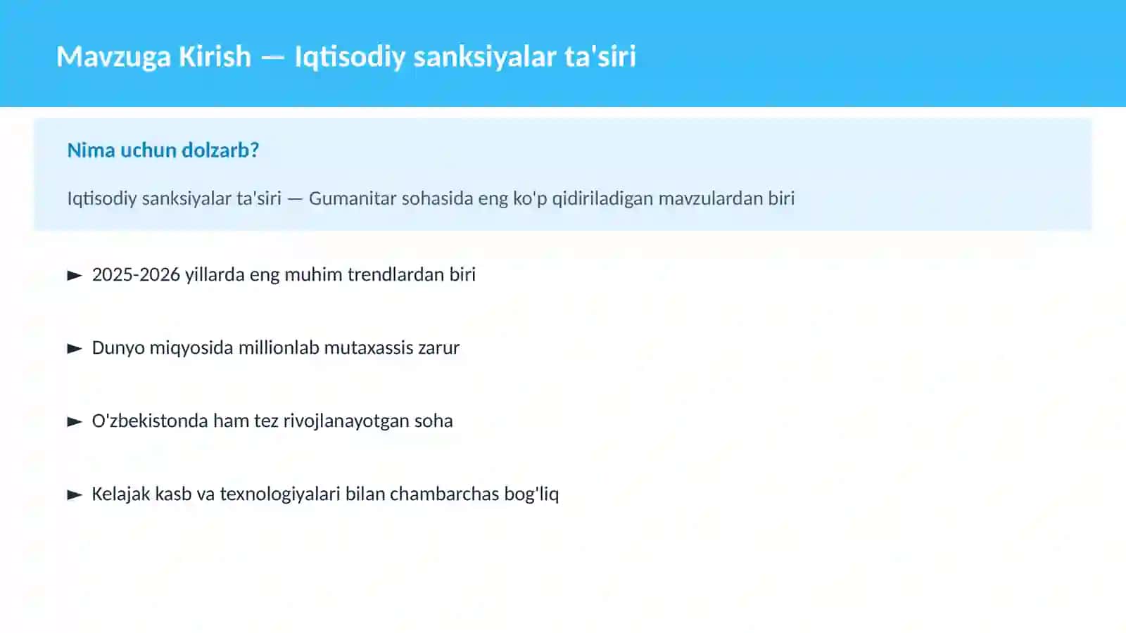 Iqtisodiy sanksiyalar ta'siri 2
