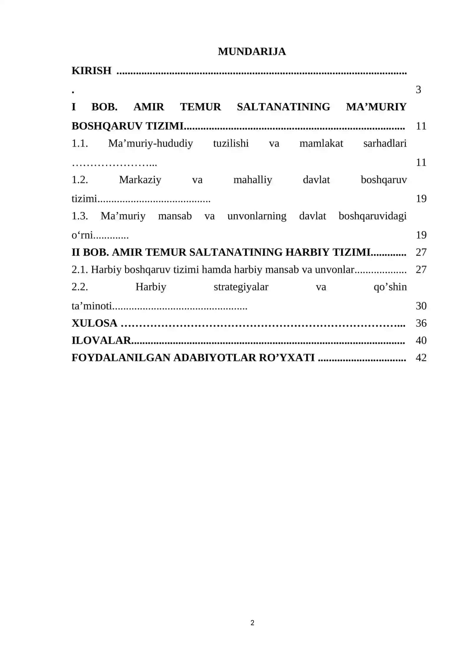 Amir Temur saltanatining ma'muriy va harbiy tuzilishi. 2