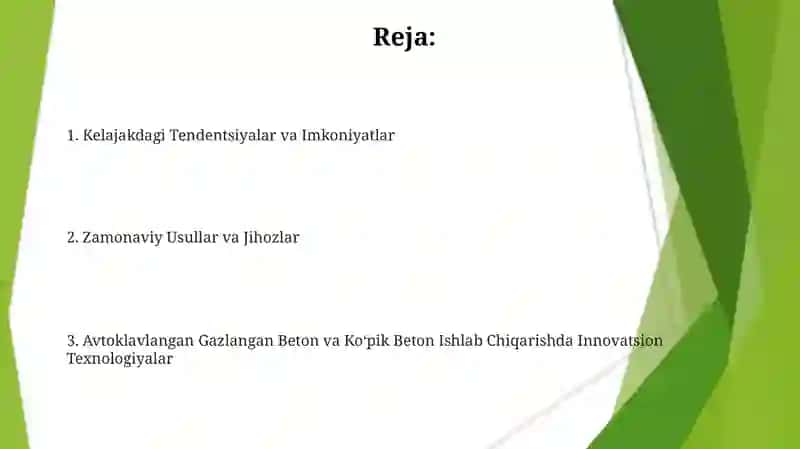 Yacheykali-gazbeton va ko'pikbeton tayyorlashning innovatsion texnologiyalari 2