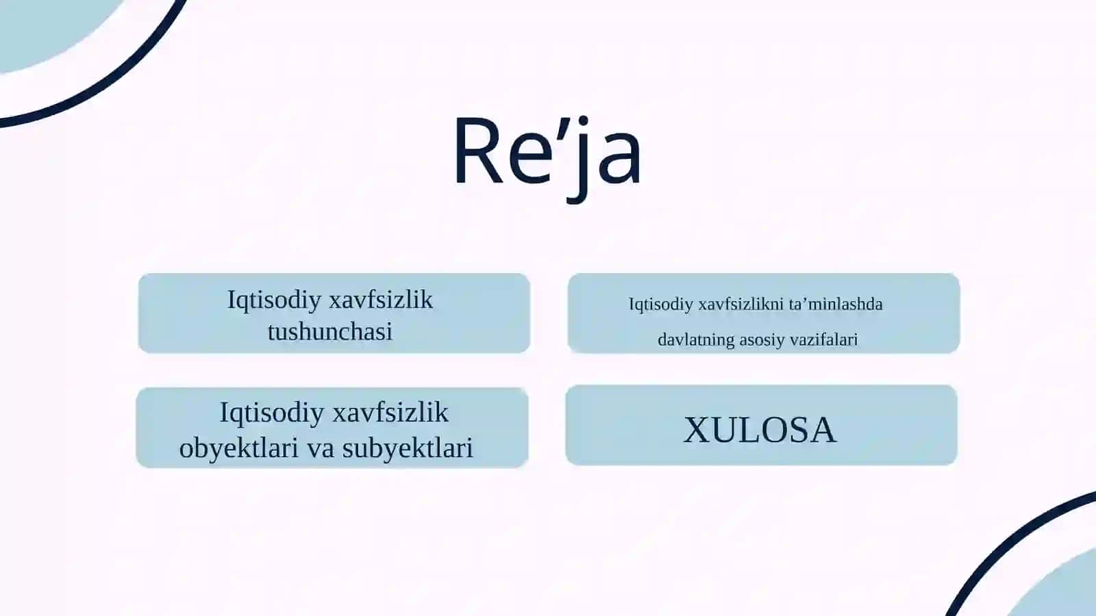 “IQTISODIY XAVFSIZLIKNI TA'MINLASHDA DAVLATNING ASOSIY VAZIFALARI” 2