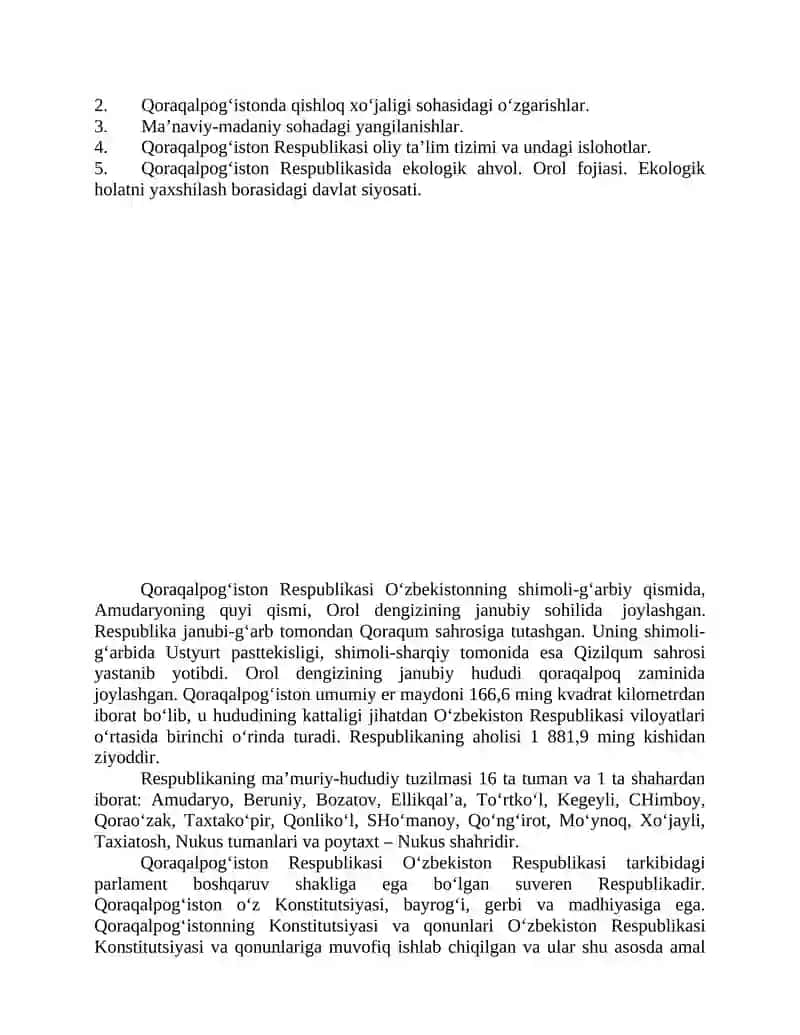 Mustaqillik yillarida Qoraqalpog`iston Respublikasi 2